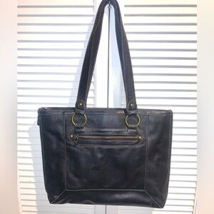 Buxton Genuine Leather Black laptop expandable bag 17 1/2” X 13”